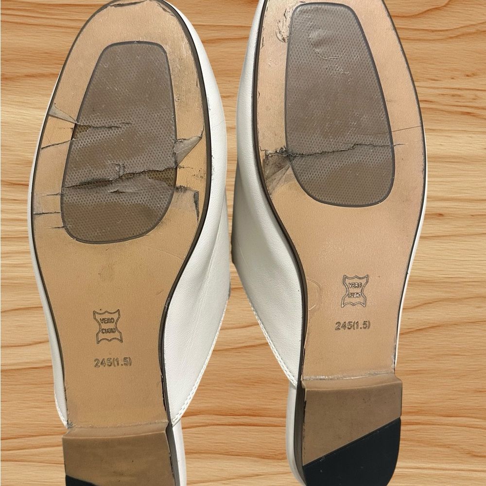 Women’s Vero Cuoio Genuine Leather White Low Heel Slip-on Mule Loafers - Size 8 - Picture 12 of 12